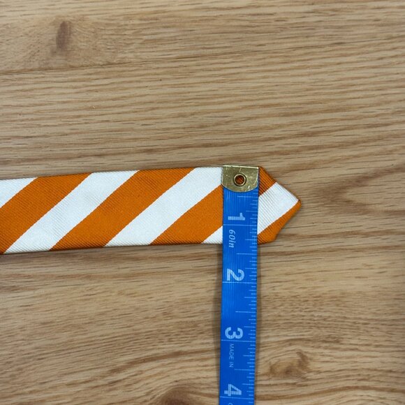 J Crew Women's Orange White Striped Silk D-Ring Buckle Belt Size Medium / Large - Picture 6 of 6